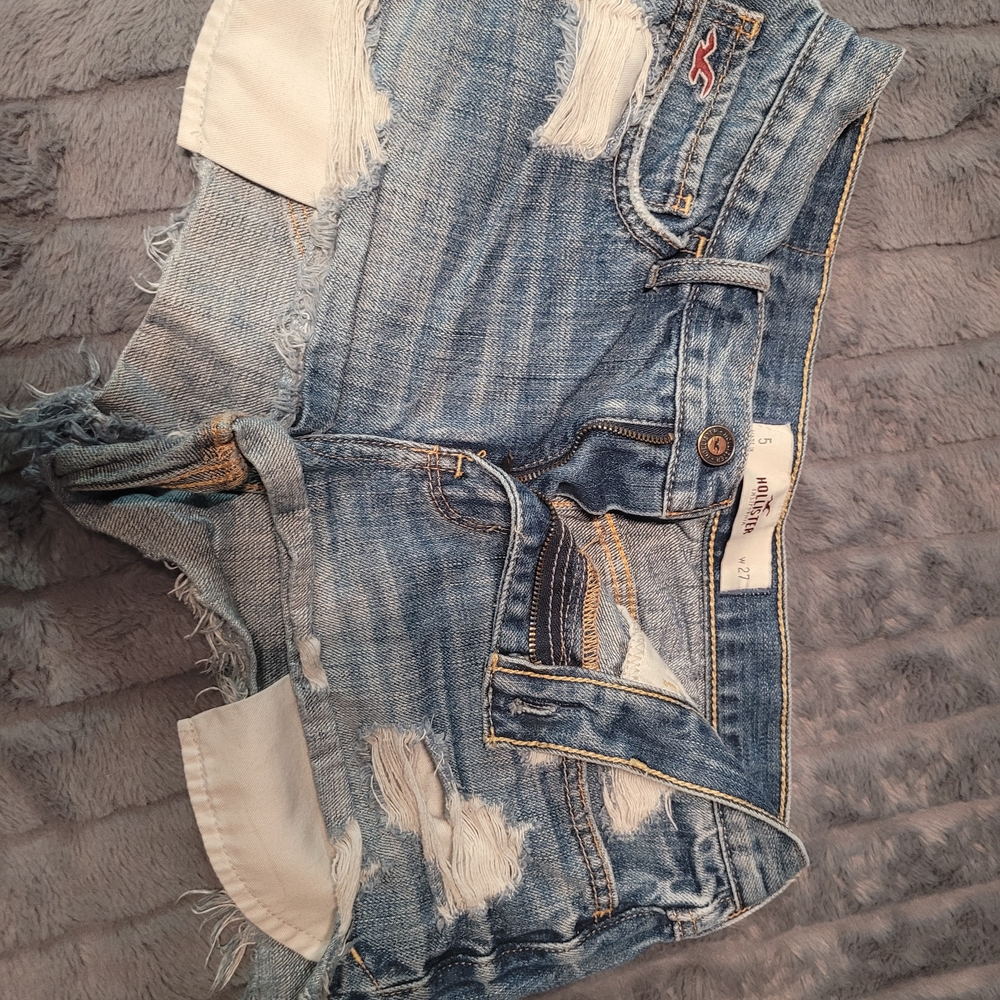 Hollister Light Blue Distressed Jean Shorts